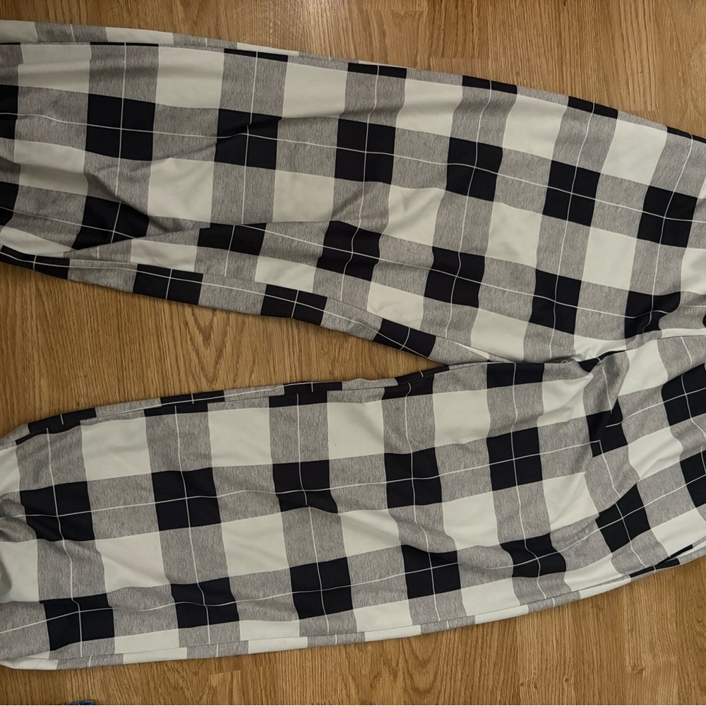 SHEIN Black and White Plaid Pajama Pants